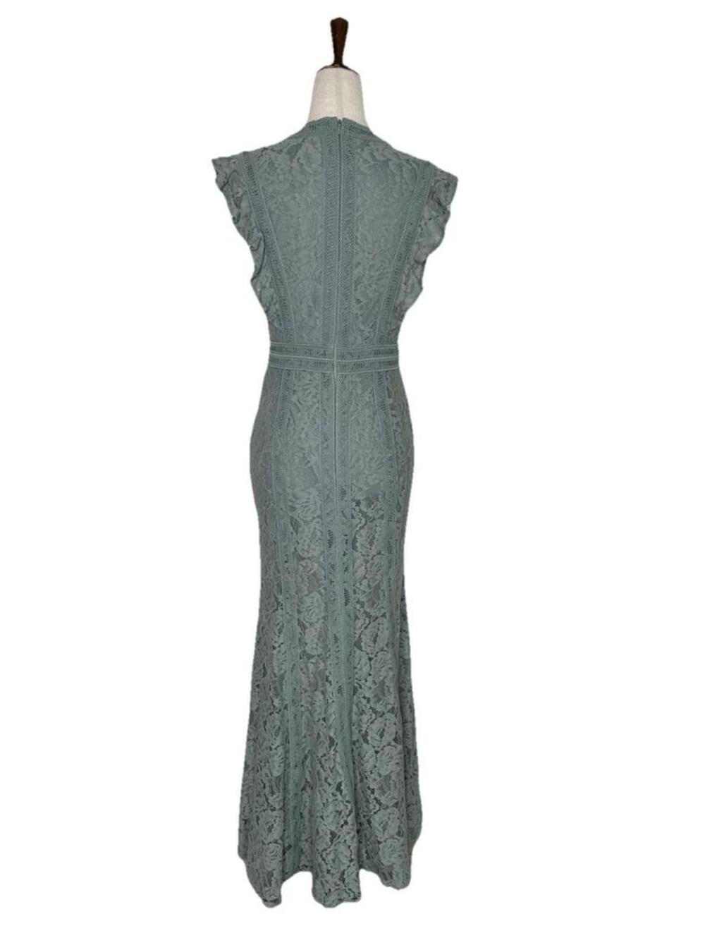 New Baltic Born Monroe Sage Lace Dress Small Long Maxi Deep V Slit Lined NWT - Picture 5 of 9